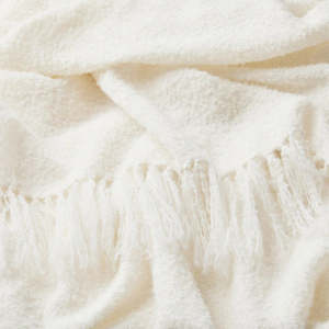 Alpaca & Wool Bouclé Throw - Chalk
