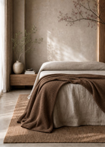 Throws Blankets: Waffle Blanket - Mocha Brown