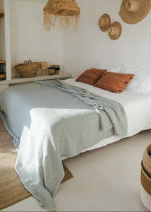 Sage Green Waffle Blanket - Made in Europe