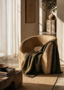 Throws Blankets: Kelp Throw Blanket - 100% New Zealand Wool