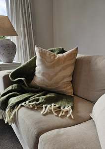 Throws Blankets: NZ Wool Throw Blanket | Olive