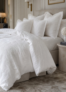 Majesté® Pure White - Linen Duvet Cover Set - Emperor Size