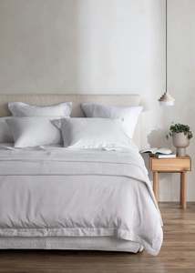Egyptian Cotton Duvet Set in White | Grosgrain Trim