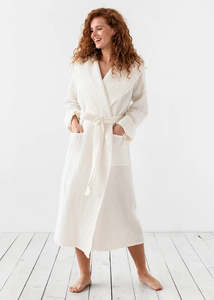 Sleepwear: Spa Waffle Bathrobe — White