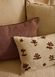 Cushions Throws: Fleur Embroidered Cushion | Nougat