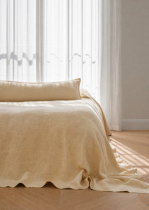 Linen Bed Cover — Soft Butter