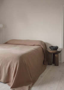Heavy Linen Bed Cover | Nude -USA