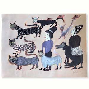 Original Art: They're Walking Their Cats, They're Walking Their Dogs, They're Walking Their Pets | Painting | by John Boyd Dunlop