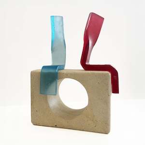 Observer Duo Medium (R Copper Blue Light, R Gold Ruby on Hinuera Stone) | Sculpt&hellip;