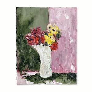 Original Nz Art: Spring Blooms in Ceramic Vase | Painting | by Lizzie Beere