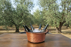 Antique copper cauldron