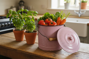 Products: Pink antique enamel bucket