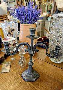 Antique pewter candelabra