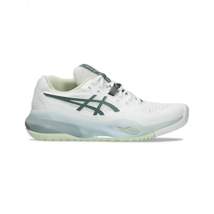 Sports Netball Court: Asics Gel-Resolution X (D Wide) Womens White/Monument Blue