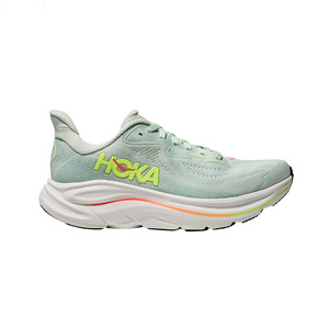 Hoka Clifton 10 (B Standard) Womens Sea Glass/Neon Flame