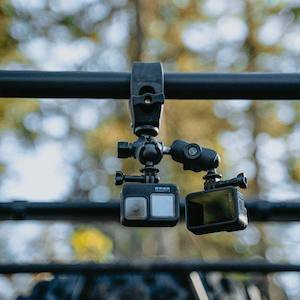 Reliable Motorcycle Mounts Motorbike Phone Holders: RAM Action Camera / Go-Pro Twin Base with Tough-Claw