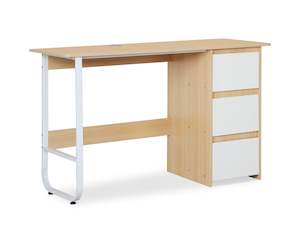 Desk: Gavin 120cm Computer Desk with Drawers - Natural + White
