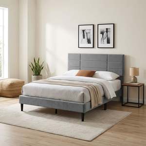 Slate Double Bed Frame - Grey