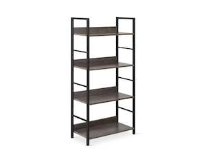 Bookshelf: Towai 4 Tier Storage Shelf - Grey Oak + Black