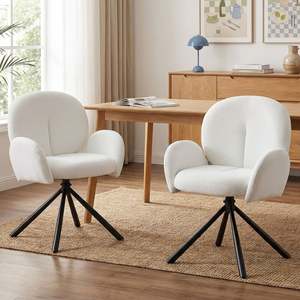 Avery Swivel Fabric Dining Chair - Set of 2 - White