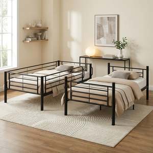 Clearance: Owen Single Metal Bunk Bed Frame - Black