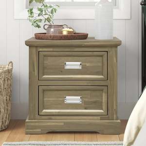 Clearance: Hadley Solid Acacia Wood Bedside Table - Emerland Grey