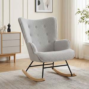 Preorder: Ava Boucle Rocking Armchair - Light Grey