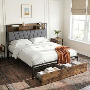 Rito Queen Metal Bed Frame - Grey