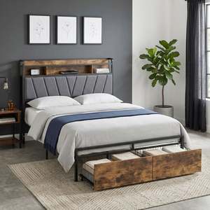 Rito Double Metal Bed Frame - Grey