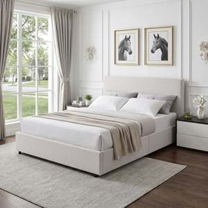 Hauora Queen Gas Lift Bed Frame - Beige