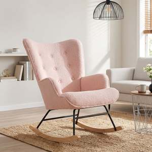 Ava Boucle Rocking Armchair - Pink