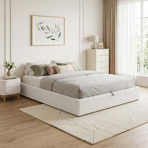 Preorder: Fomo Super King Teddy Gas Lift Bed Frame - White