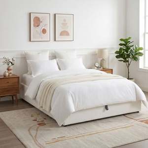 Preorder: Fomo Double Teddy Gas Lift Bed Frame - White