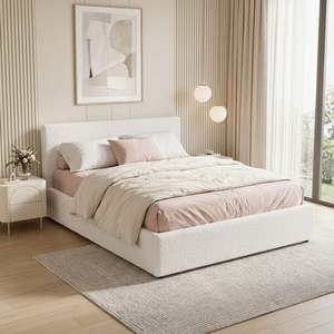 Belo Double Teddy Gas Lift Bed Frame - White