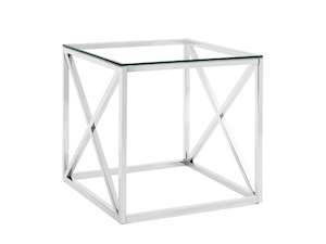 Coffee Tables: Greer Square Coffee Table - Transparent + Silver