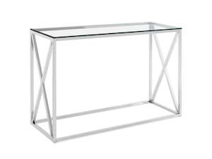 Tony Rectangular Console Table - Transparent + Silver