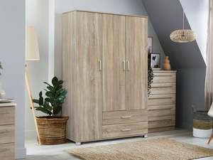 Bestseller: Bram 3 Door Wardrobe Cabinet with 2 Drawers - Oak