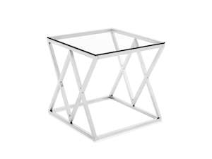 Coffee Tables: Tony Square Coffee Table - Transparent + Silver