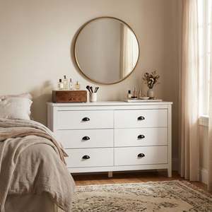 Congo 6 Drawers Low Boy - White