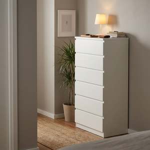 Tongass Wooden Slim Tallboy 6 Drawers - White