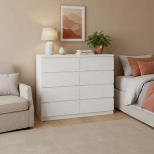 Bestseller: Tongass Wooden Low Boy 8 Drawers - White