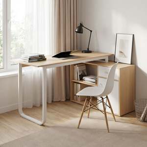 Yates 120cm Computer Desk with Right Cabinet - Oak