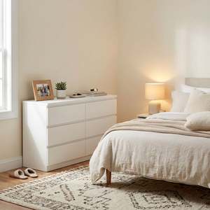 Tongass Wooden Low Boy 6 Drawers - White