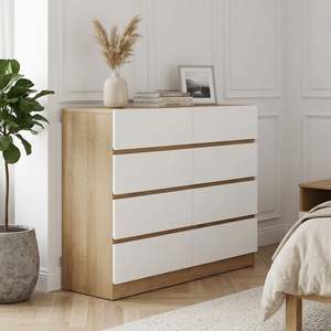 Bestseller: Harris 8 Drawers Low Boy - Oak + White
