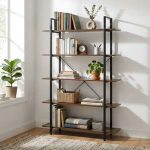 Slideshow Sale 1: Forge 5 Tier Bookshelf - Rustic Brown