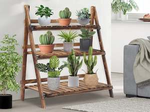 Furniture: Balaton Ladder Planter Stand 100cm - Rustic Brown