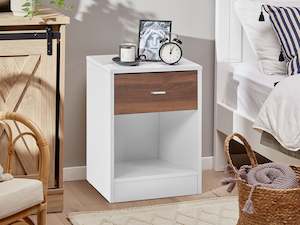 Furniture: Quilo Wooden Bedside Table - Walnut