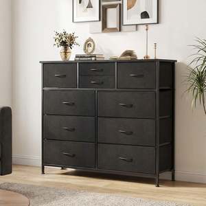 Block Promotion 2: Natalia 10 Drawers Lowboy Chest Dresser - Dark Grey