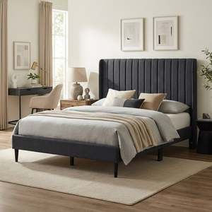 Block Promotion 2: Simien Double Fabric Bed Frame - Mid Grey