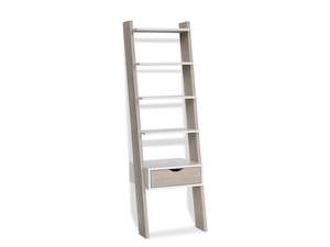 Preorder: Clive 5 Tier Ladder Shelf with Drawer - Walnut + White